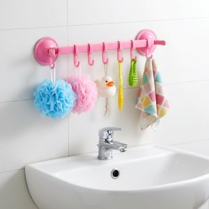 Multipurpose Wall-Mounted Plastic Hanging Rack (6 Hook, 1 Pc)