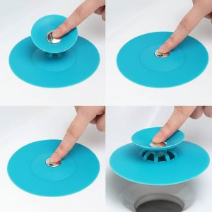 Flexible Silicone Sink Drain Cover & Hair Catcher Strainer (1 Pc)