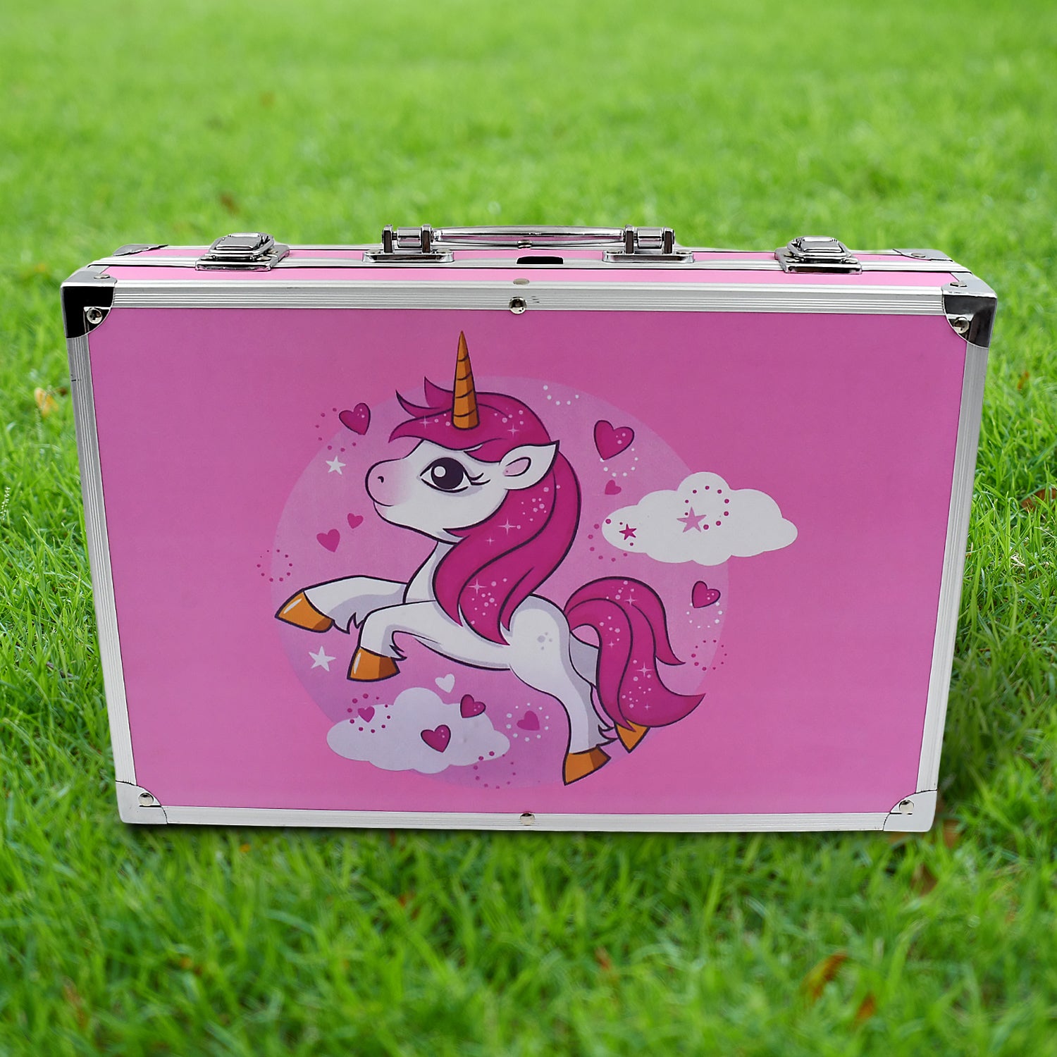 17980 Professional Art Set-Drawing Painting Sketching Coloring Kids Set All in 1 Art Case Perfect for Kids with Unicorn Design Case, Shading Crayons Oil Pastels Color Set Watercolor Cakes Paint Brush Sharpener Eraser (145 Pcs Set)