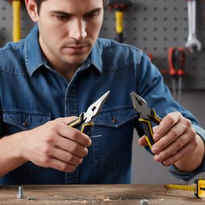 Pliers and Long Nose Pliers Set with Anti Slip Grip Handle (2 Pc Set)