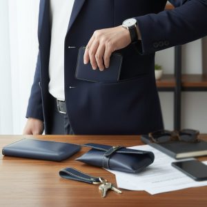 4 In 1 Premium PU Leather Wallet Gift Set for Men (4 Pc Set)