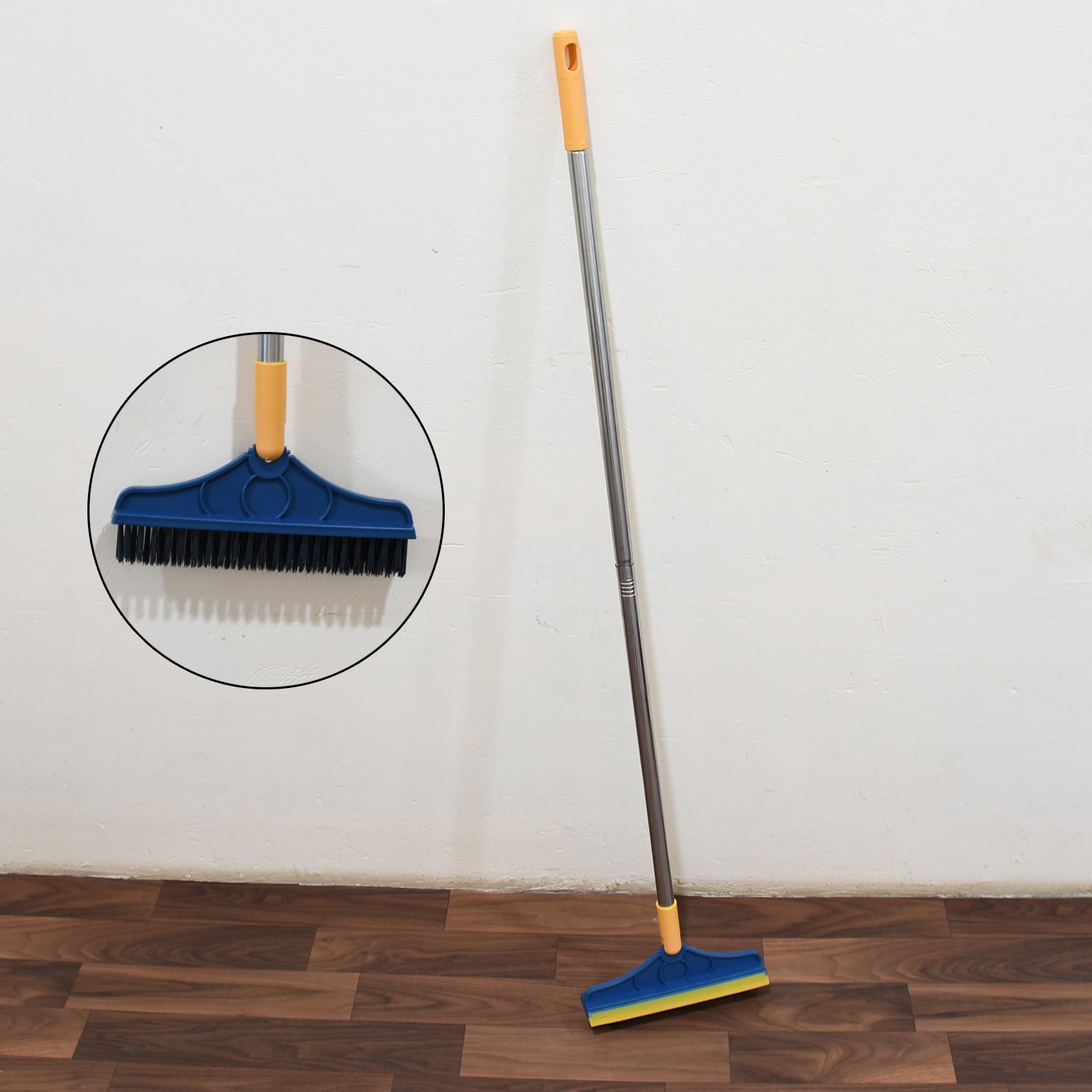 2 in 1 Cleaning Brush & Wiper , Long Handle Floor Brush