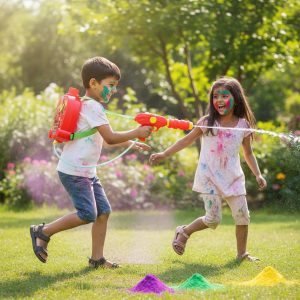 Kids Backpack Style Water Gun with Tank and Pipe Set, Pichkari (1 Set)