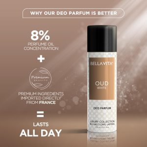 Bellavita Oud White Deo Perfume Body Spray for Men & Women 150 ML