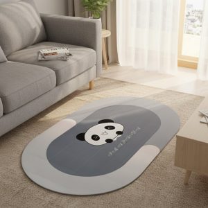 Anti-Slip Cartoon Panda Printed Bathroom Floor Mat (1 Pc, 89 x 59 Cm)
