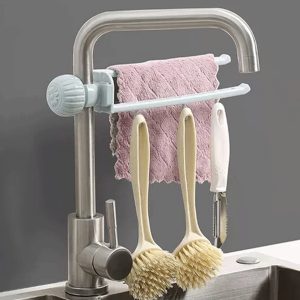 Multipurpose Sink Faucet Hanging Towel & Cleaning Tool Holder (1 Pc )