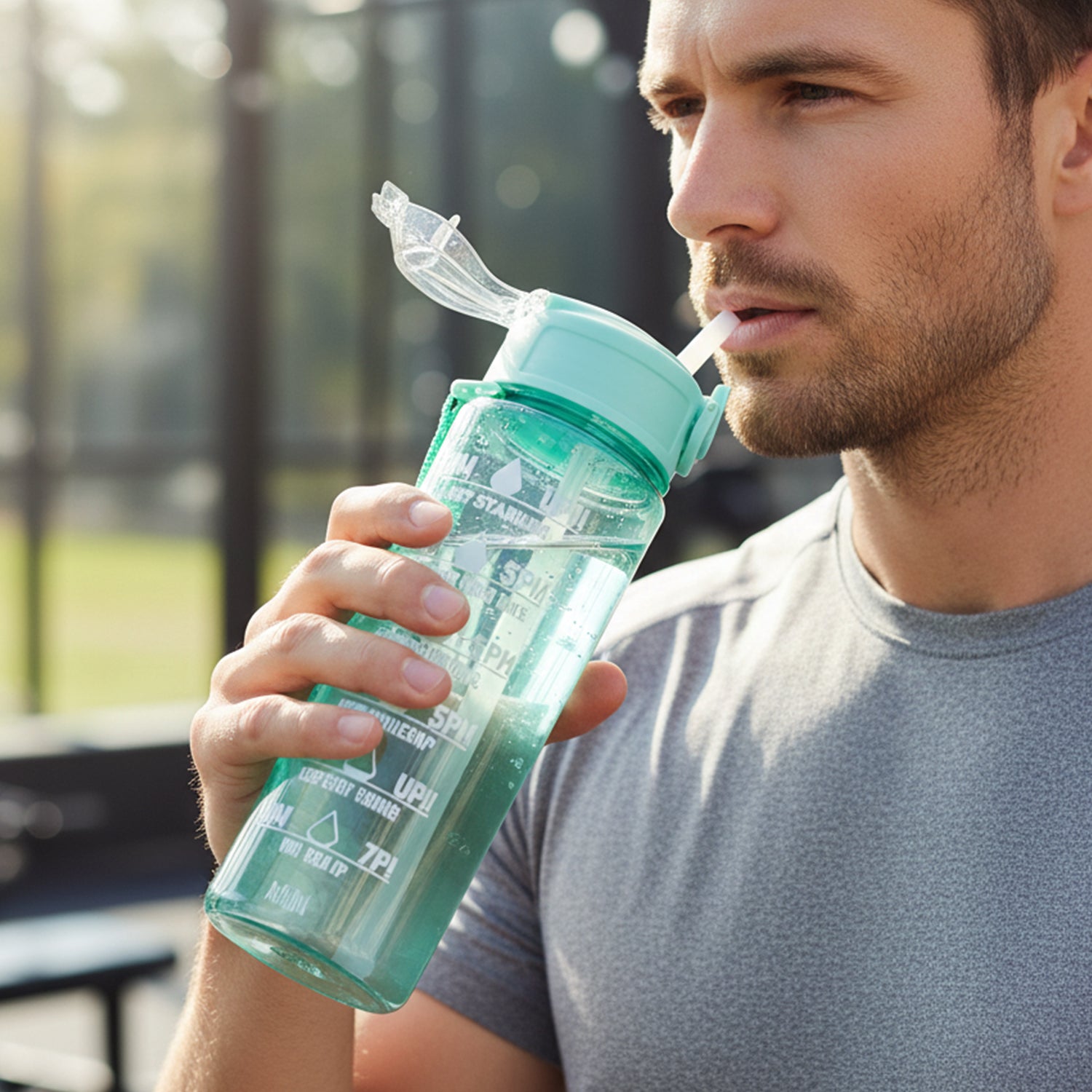 Motivational Water Bottle with Time Marker and Flip Top Lid (900 ML) - Image 3