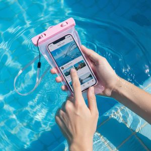 Pink Waterproof Phone Pouch Bag, Mobile cover (1 Pc)