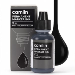 Camlin Permanent Marker Ink 15 ml – Black Color Refill Ink for Multi-Surfaces