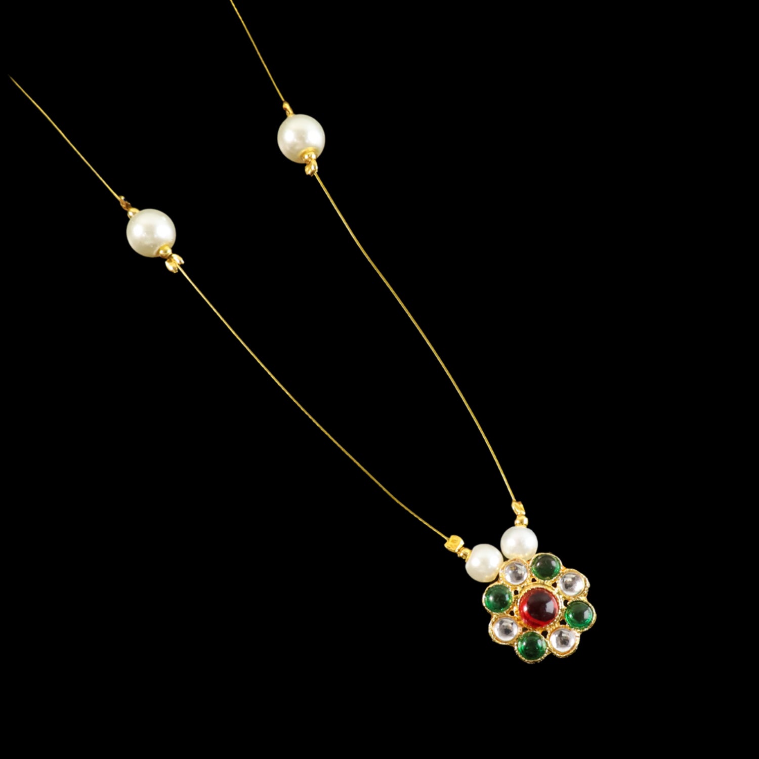 Elegant Traditional Multicolor Stone & Pearl Pendant Chain (1 Pc) - Image 5