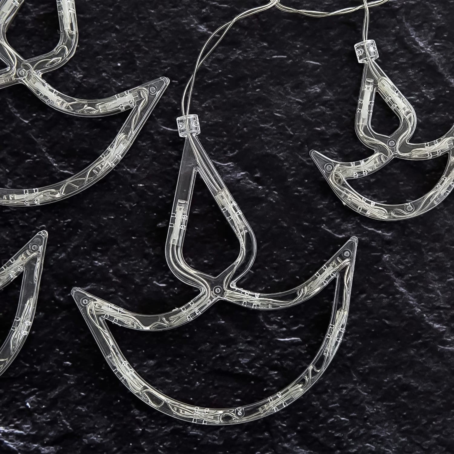 12 Diya Curtain String Lights, Window Curtain Lights (White Color)