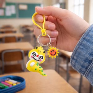 Cute Cartoon Dinosaur Style Keychain with Strap and Decorative Charm (1 Pc)