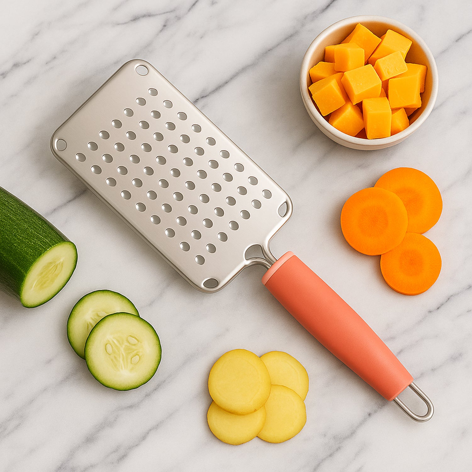 Supermom Stainless Steel Vegetable & Cheese Grater with Soft Grip Handle (1 Pc) - Image 7