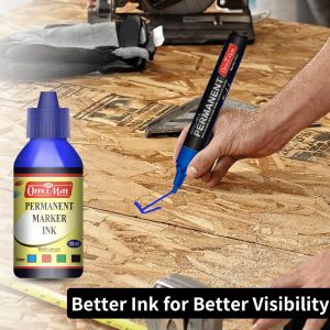 Officemate Permanent Marker Ink 100ml – Black, Refill Ink for Permanent Markers