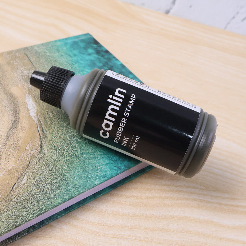 Camlin Rubber Stamp Ink Black 100 ml – Smooth, Long-Lasting Refill Ink for Stamp Pads - Image 2