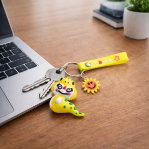 Cute Cartoon Dinosaur Style Keychain with Strap and Decorative Charm (1 Pc)