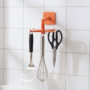 Orange 360° Rotating Wall Mounted Kitchen Utensils Hook Stand (1 Pc)