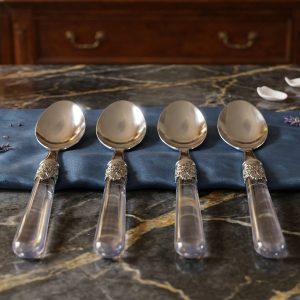 Premium Stainless Steel Dessert Spoon With Plastic Handle Set (4 Pc Set)