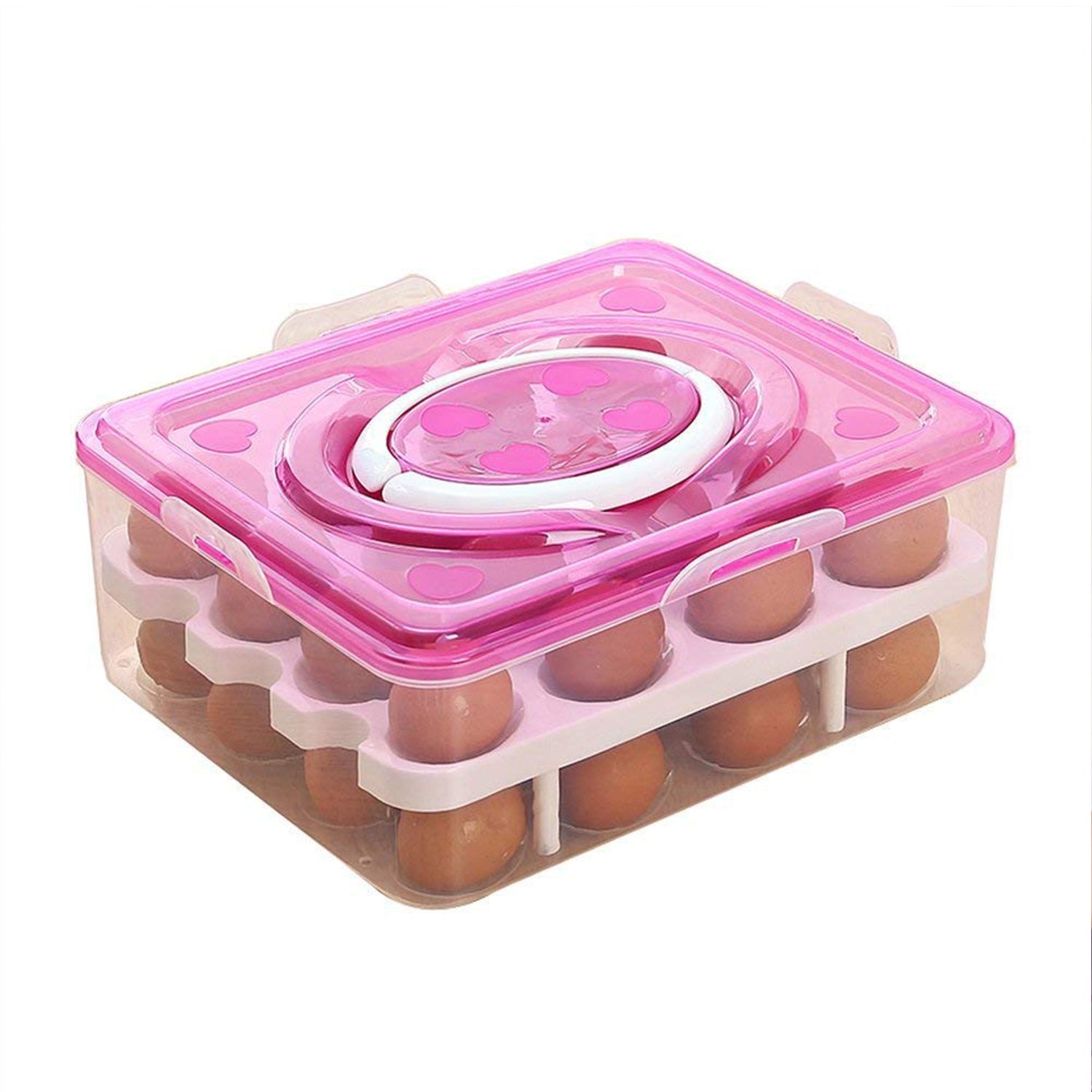 2 Layer 32 Grid Egg Tray with Lid Carrier Holder1 Pc