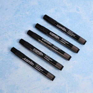 Camlin Bold-E Permanent Marker Black Long-Lasting Refillable Marker Pack of 10