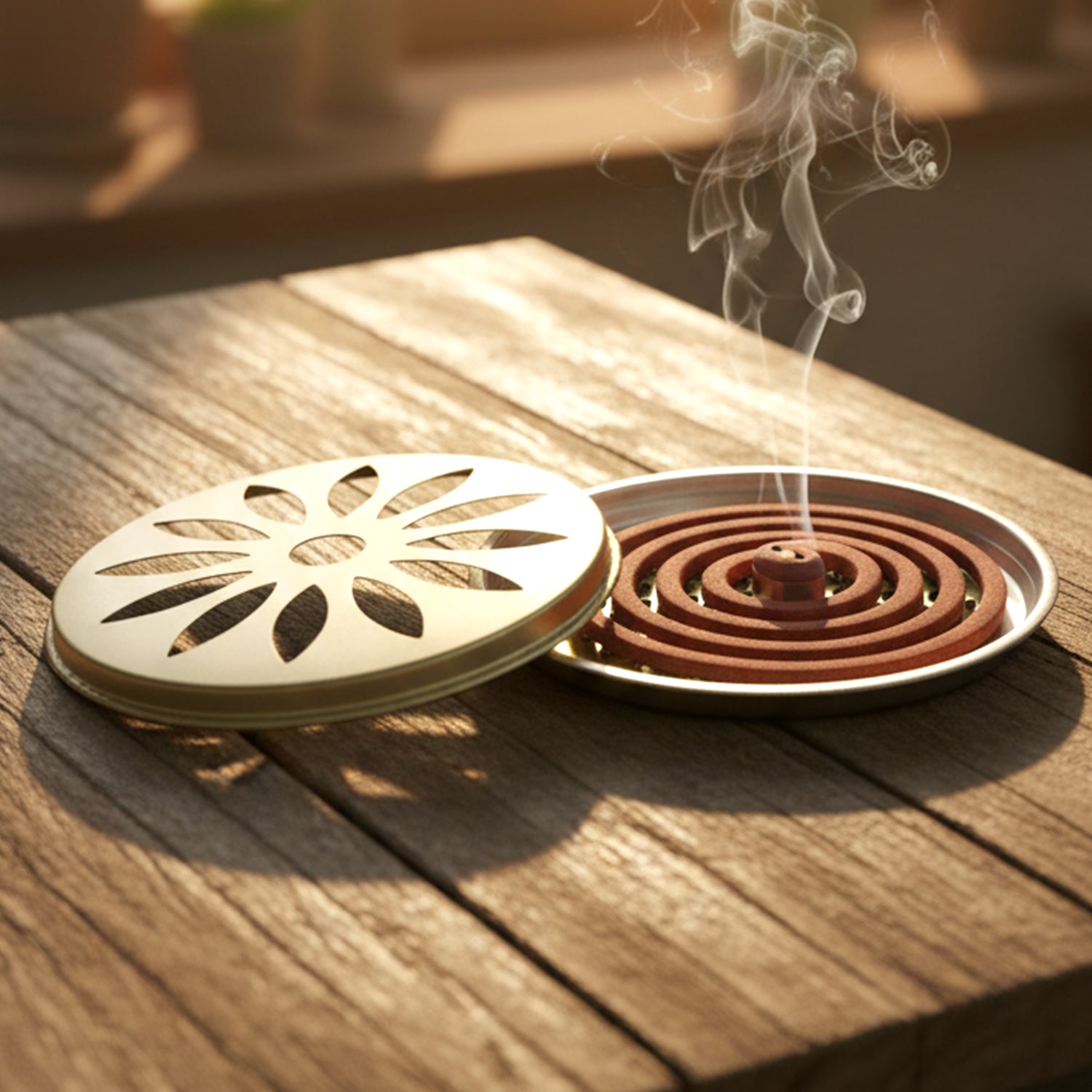 2 in 1 Metal Mosquito Coil Stand cum Incense Burner (15x15 Cm, 1 Pc)