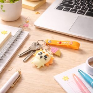 Cute Cartoon Animal Ice Cream Strap Keychain (1 Pc)