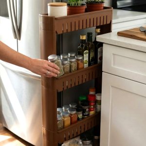 Multipurpose Plastic 4 Layer Storage Rack with Wheels