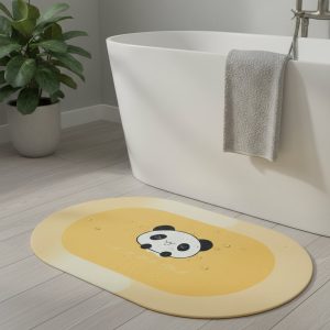 Anti-Slip Cartoon Panda Printed Bathroom Floor Mat (1 Pc, 90 x 59 Cm)