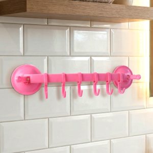 Multipurpose Wall-Mounted Plastic Hanging Rack (6 Hook, 1 Pc)