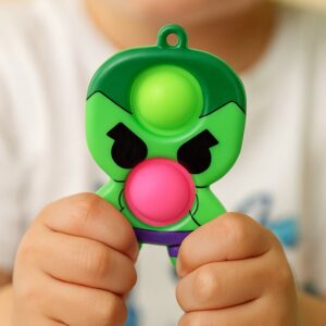 Silicone Pop It Fidget Toy with Keychain Clip (1 Pc)