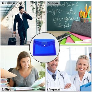 Transparent Document File Folder Multi-Color Button Closure File Bags (1 Pc / Mix Color)