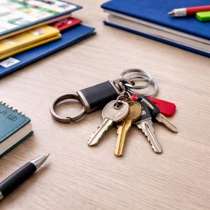 Premium Dual Ring Metal Key Holder with Rotating Swivel (1 Pc)