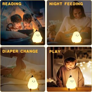 Cute Pear Shape Silicone Night Lamp With Multi Color Changing Mode (1 Pc)