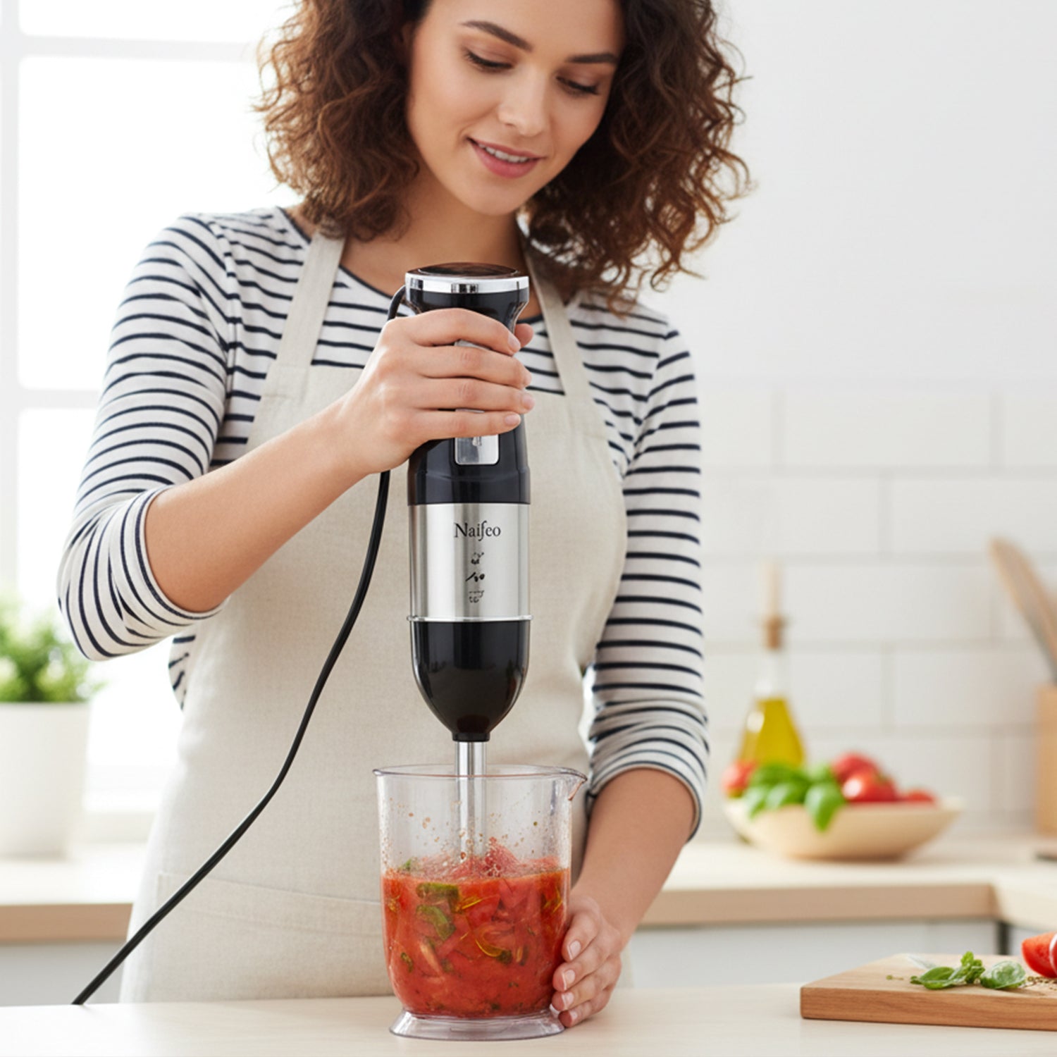 Stainless Steel Handheld Emulsion Blender With Four-blade Blade (300W / 1 Pc) - Image 3