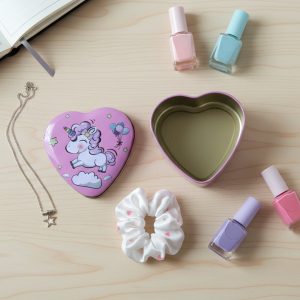 Heart Shaped Unicorn Printed Multipurpose Storage Box (1 Pc)