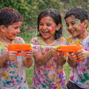 Mini Plastic Holi Pichkari Water Gun Toy for Kids (1 Pc, Mix Design)