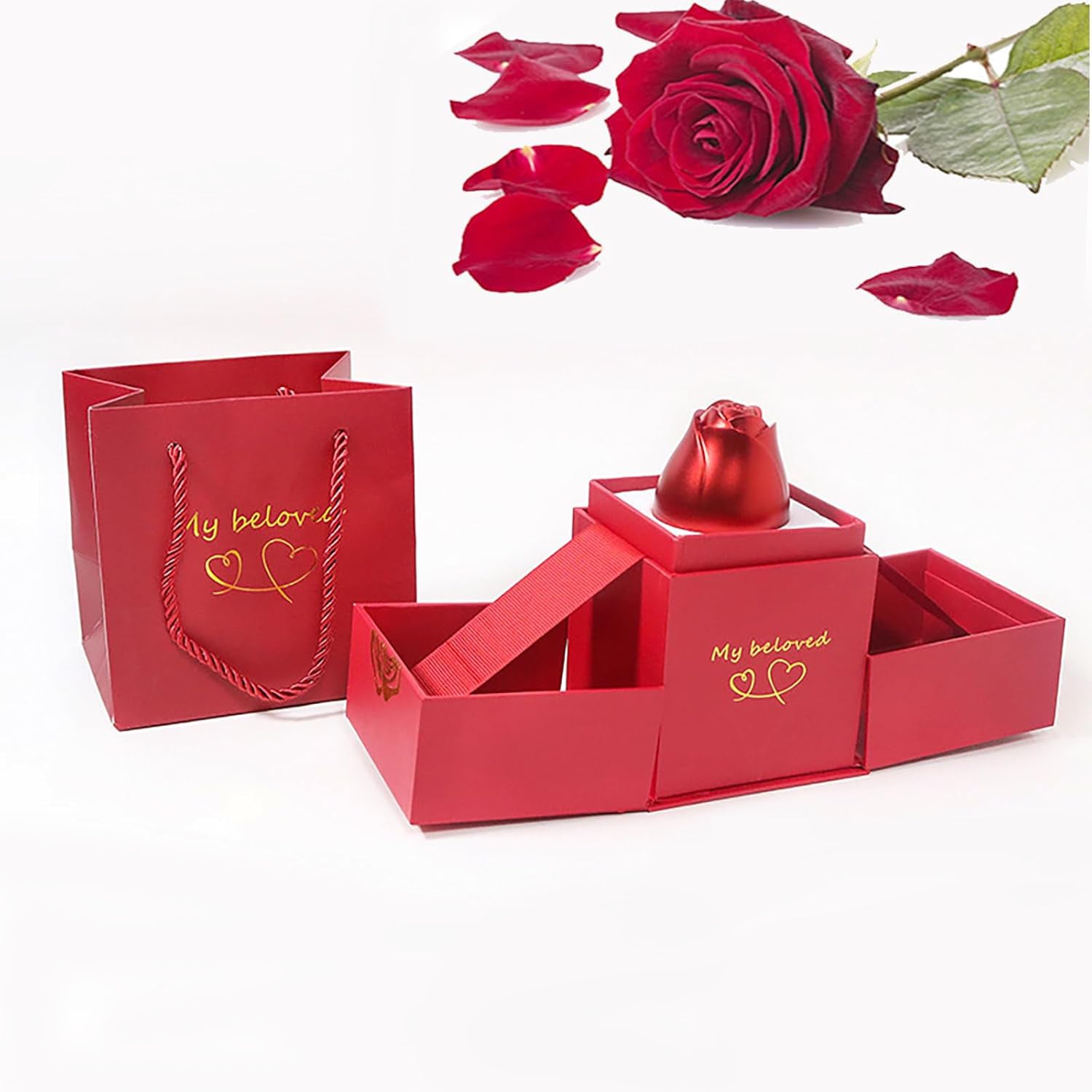 Christmas Gifts for Women Rose Ring Box Jewellery Box