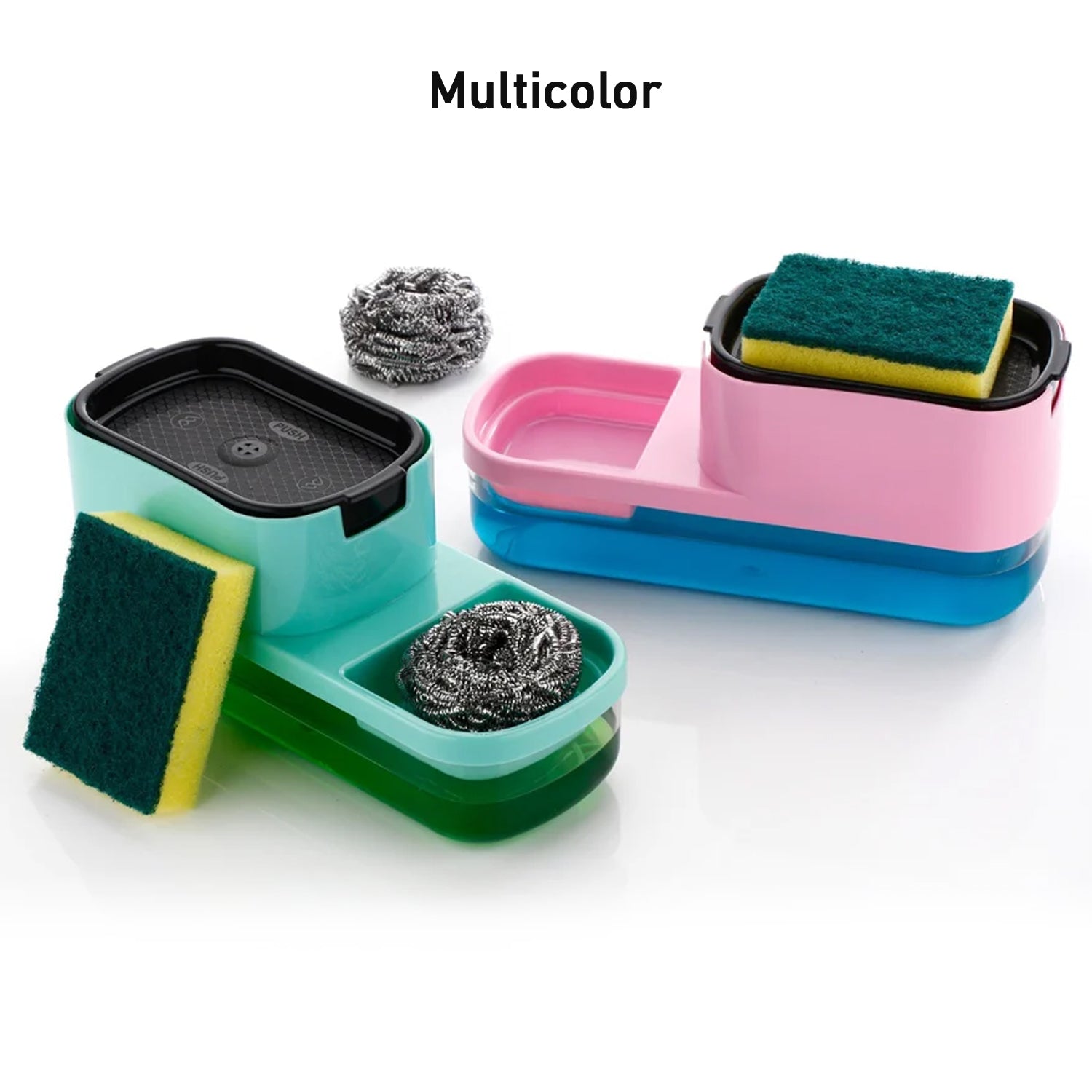 2 in 1 Plastic Dish Soap Liquid Dispenser Sponge Holder ,Sabudani (1 Set)