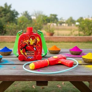 Kids Backpack Style Water Gun with Tank and Pipe Set, Pichkari (1 Set)