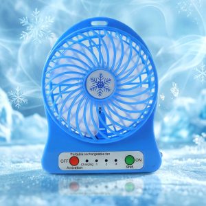 Portable Rechargeable Mini Table Fan With LED Light And Battery (1 Pc)