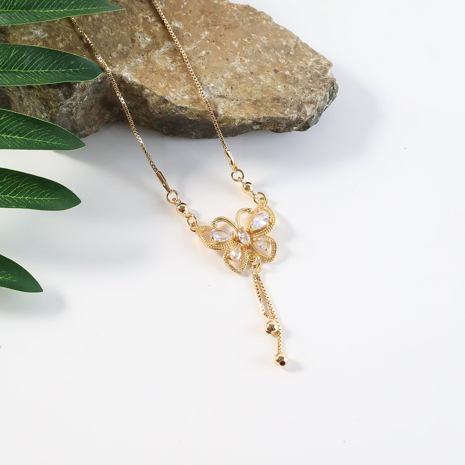 Charming Gold-Plated Butterfly Pendant Necklace for Women