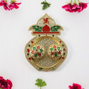 Decorative Plastic Kalash-Shape Double Kumkum Box (Mix Design, 1 Pc)