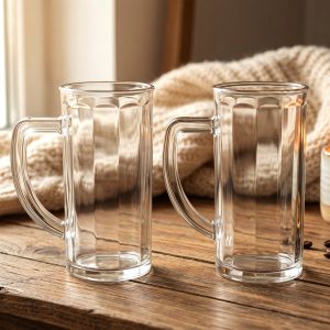Prexo Plastic Shake Mug Glass with Handle (2 Pc Set, 400 ML Approx)