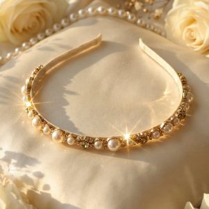 Premium Pearl & Crystal Embellished Hair Band (1 Pc)