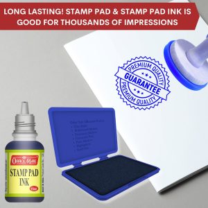 Officemate Stamp Pad Ink Blue – 15 ml Bottle | Fade-Resistant, Quick-Drying Refill
