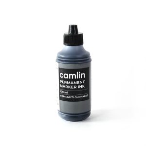 Camlin Permanent Marker Ink 100 ml – Black Color Refill Ink for Multi-Surfaces