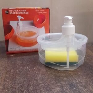 2 in 1 Double Layer Liquid Soap Dispenser with Pump and Sponge