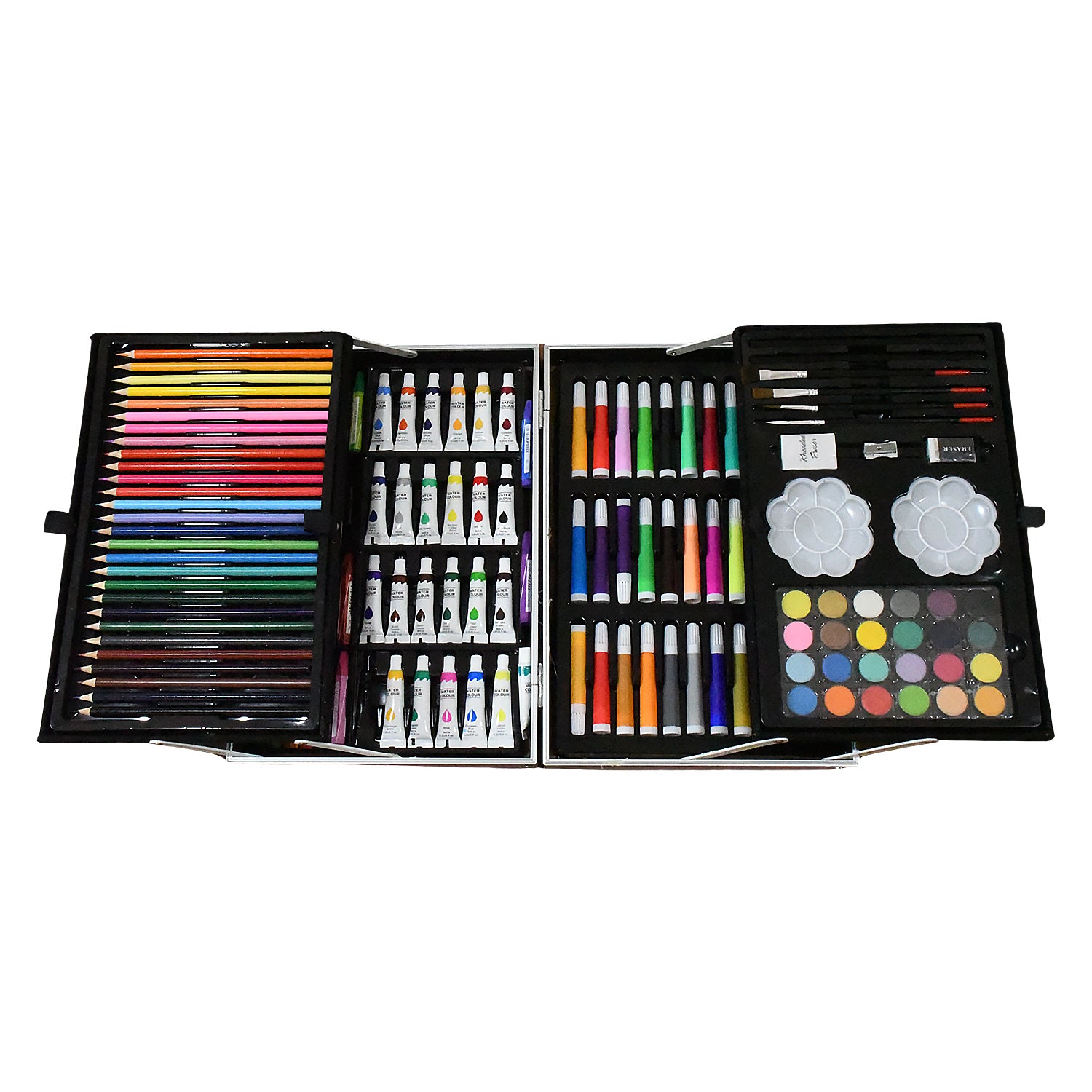 17980 Professional Art Set-Drawing Painting Sketching Coloring Kids Set All in 1 Art Case Perfect for Kids with Unicorn Design Case, Shading Crayons Oil Pastels Color Set Watercolor Cakes Paint Brush Sharpener Eraser (145 Pcs Set)