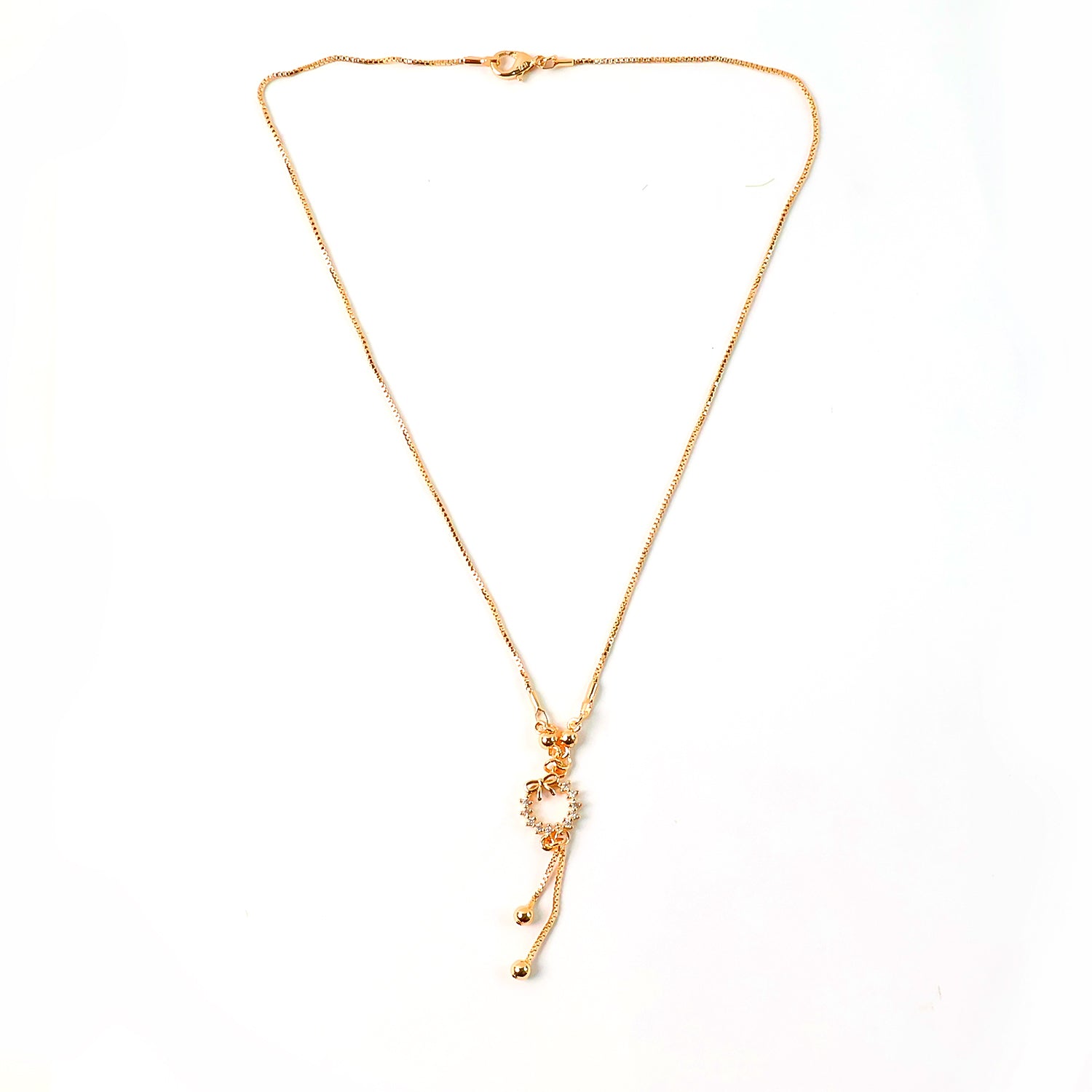 Delicate Gold-Plated Bow and Wreath Pendant Necklace for Women