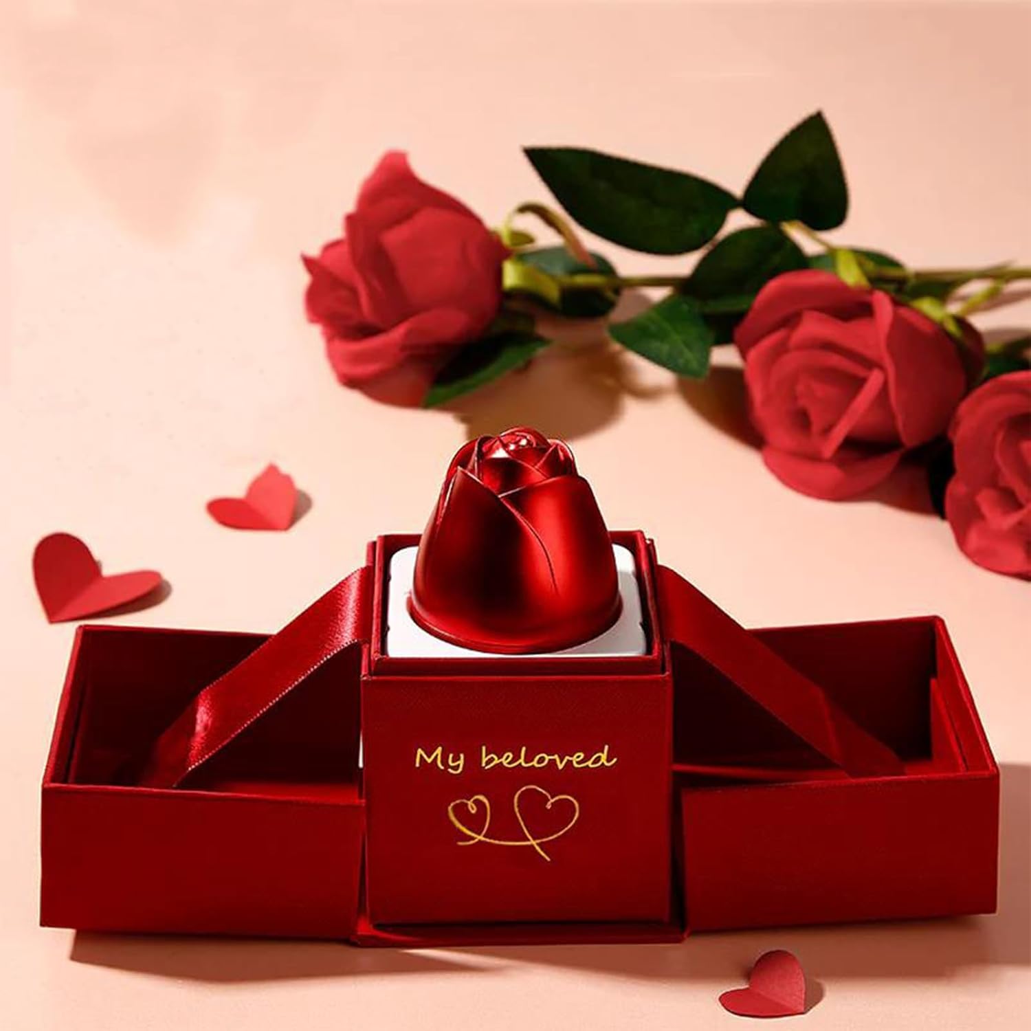 Christmas Gifts for Women Rose Ring Box Jewellery Box